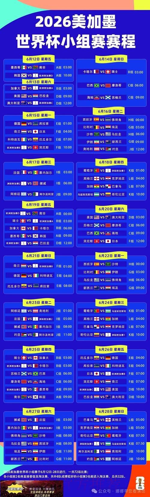 世界杯赛程直播时间全攻略，精彩时刻一网打尽